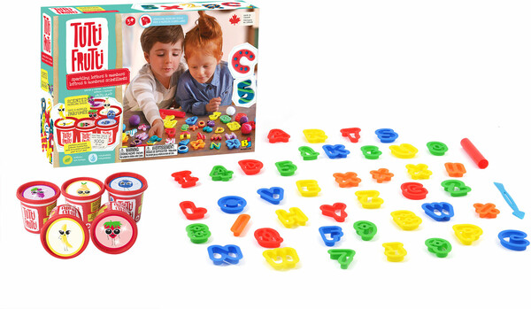 Tutti Frutti Pâte à modeler scintillant ensemble lettres et nombres boîte large (fr/en) 061404150838