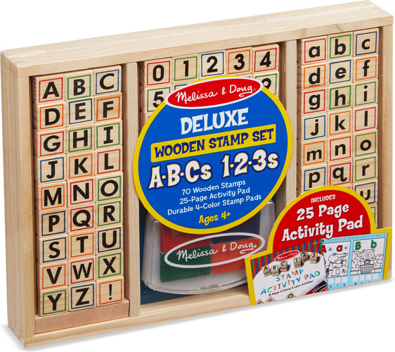 Melissa & Doug Étampes alphabet (lettres) et chiffres (ABC 123) en bois et livret d'activités en anglais Melissa & Doug 30118 000772401180