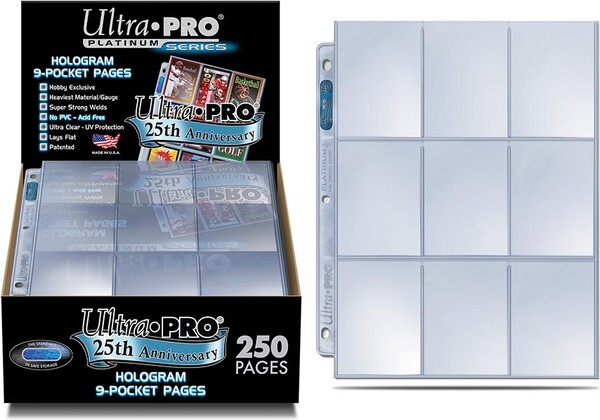 Ultra PRO Feuille collection 9 pochettes top-load 25e anniversaire, boite 250 feuilles 074427841263