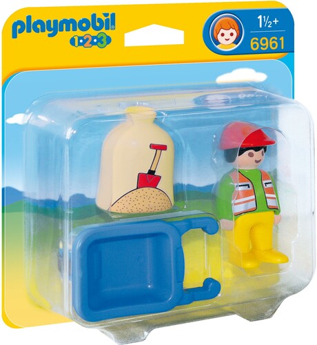 Playmobil Playmobil 6961 1.2.3 Ouvrier avec brouette (mars 2016) 4008789069610