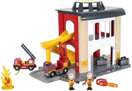 Brio Train Brio Train en bois Caserne de pompiers 33833 7312350338331