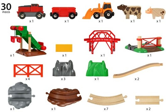 Brio Train Brio Train en bois Circuit de la ferme et locomotive à pile 7312350339840