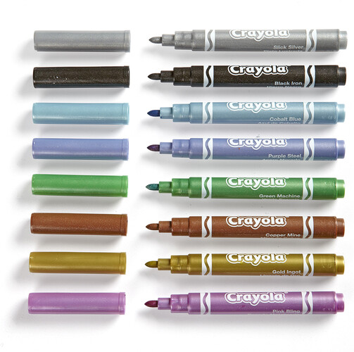 Crayola 8 Metallic Markers, Fine Line 063652816702