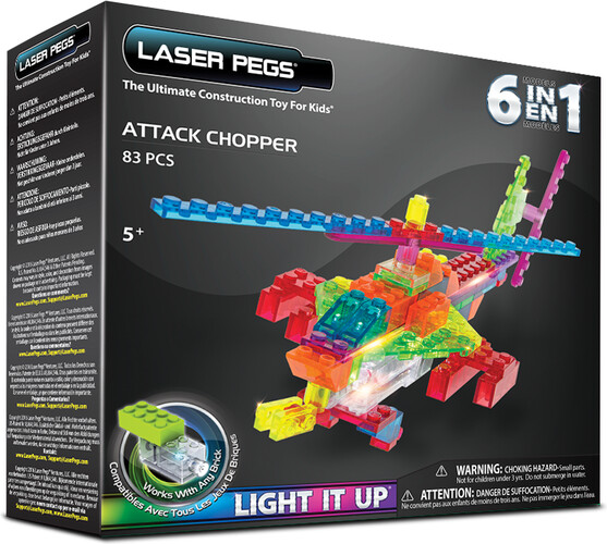 Laser Pegs - briques illuminées Laser Pegs hélicoptère d'attaque 6 en 1 (briques illuminées) 810690021472