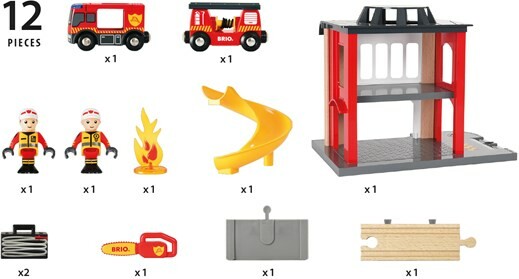 BRIO Brio Train en bois Caserne de pompiers 33833 7312350338331