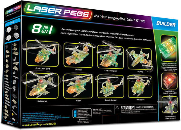 Laser Pegs - briques illuminées Laser Pegs hélicoptère 8 en 1 (briques illuminées) 810690020086
