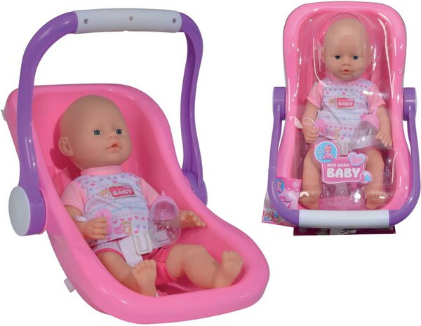 Simba Toys Poupée New Born Baby et siège de voiture 806044004703