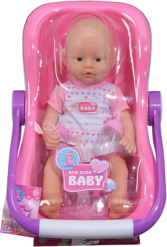 Simba Toys Poupée New Born Baby et siège de voiture 806044004703