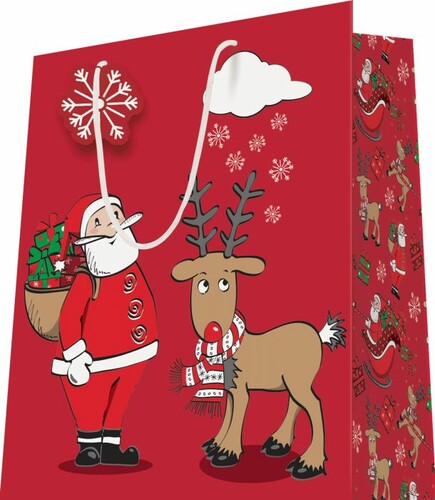 Sac cadeau Père Noël et renne 3266790260087