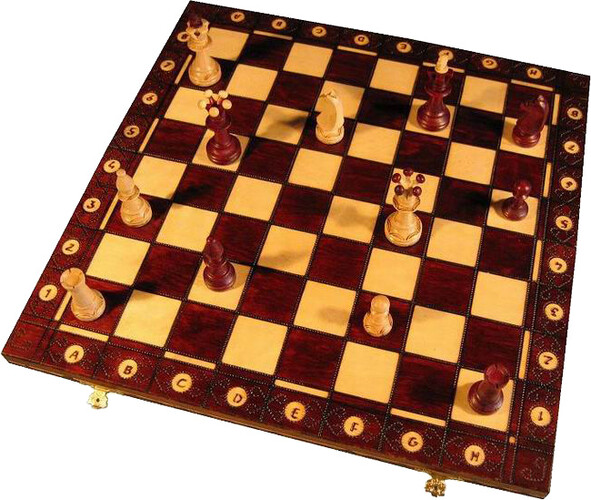 Węgiel (Wegiel) Jeu d'échecs en bois pliant, cases gravées, consul brun 19x19" 5903263393047