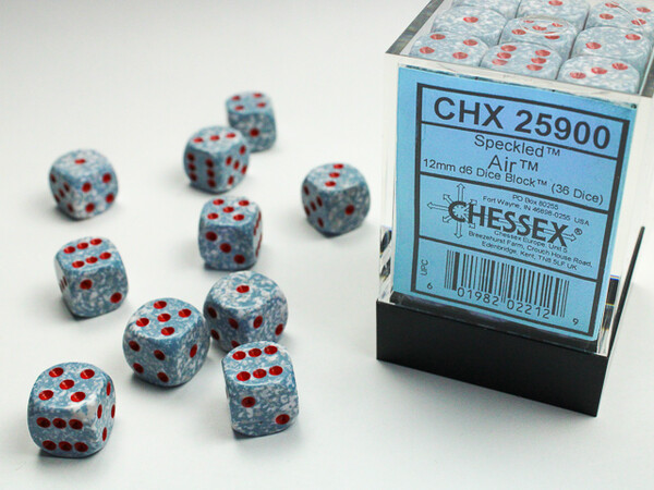 Chessex Dés 36d6 12mm picotés ''Air'' 601982022129