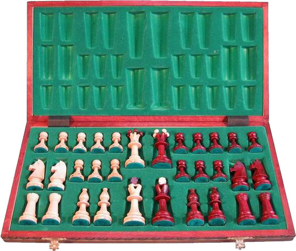 Węgiel (Wegiel) Jeu d'échecs en bois pliant, cases gravées, consul brun 19x19" 5903263393047