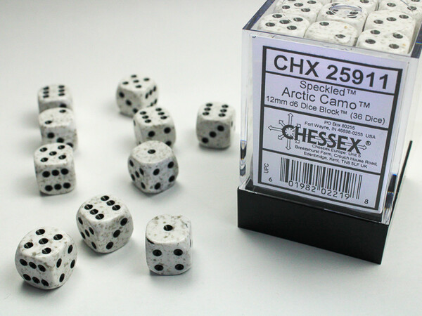 Chessex Dés 36d6 12mm picotés ''Artic Camo'' 601982022198