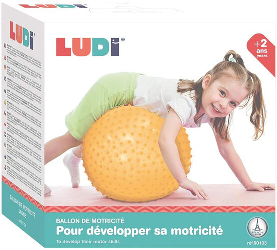 LUDI Ballon de motricité XXL Jaune 45 cm 3550833901052