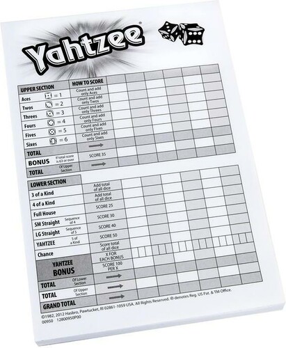 Hasbro Yahtzee feuilles de pointage (fr/en) 630509354146