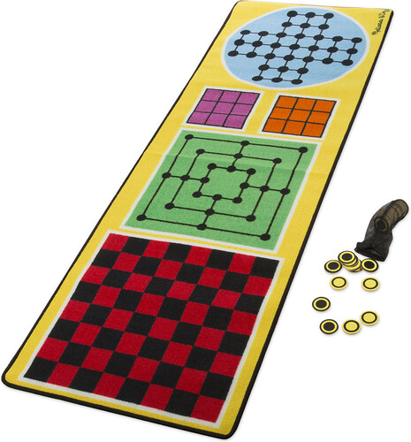 Melissa & Doug Tapis de jeu 4 en 1 (en) tic-tac-toe, dames, jeu du moulin, solitaire 78.5x26.5" Melissa & Doug 9424 000772194242