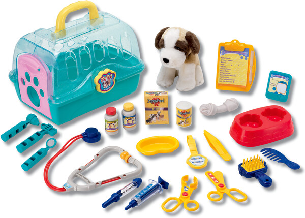 Keenway Trousse de vétérinaire avec cage et chien en peluche 008521210212