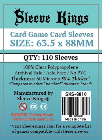 Sleeve Kings Protecteurs de cartes Standard 63.5mm x 88mm 110ct - Sleeve Kings 080149926973