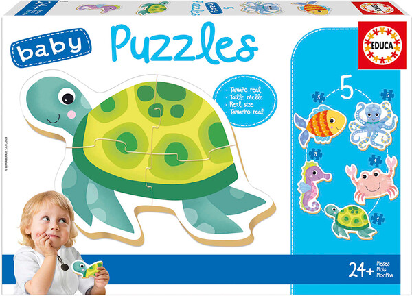 Educa Borras Casse-tête Progressif 3-4-4-5-5 baby puzzles - animaux aquatiques 8412668199514