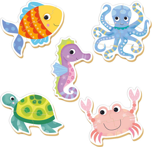 Educa Borras Casse-tête Progressif 3-4-4-5-5 baby puzzles - animaux aquatiques 8412668199514