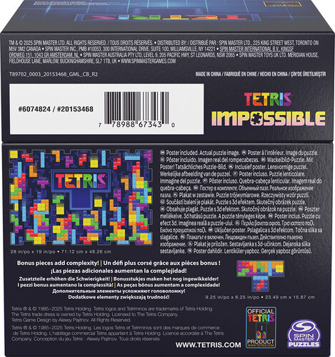Spin Master Casse-tête impossible tetris 676 pièces - puzzle lenticulaire 778988673430