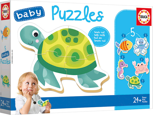 Educa Borras Casse-tête Progressif 3-4-4-5-5 baby puzzles - animaux aquatiques 8412668199514