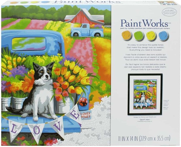 Dimensions PaintWorks Peinture à numéro Flower power dog 11x14 088677917753