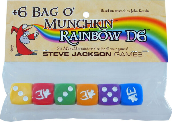 Steve Jackson Games Munchkin (fr/en) ext +6 bag o' Munchkin rainbow d6, 6 dice 837654320716