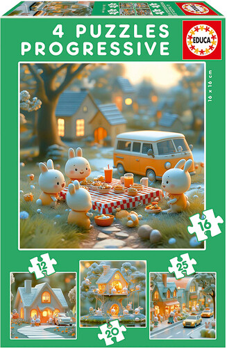 Educa Borras Casse-tête progressif 12-16-20-25 ville de lapins 8412668202177