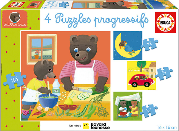 Educa Borras Casse-tête progressif 12-16-20-25 petit ours brun 8412668198845