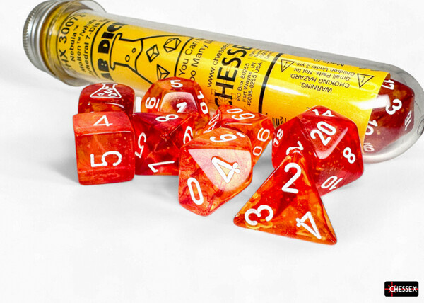 Chessex Dés d&d 7pc Lab dice Nebula molten/white (d4, d6, d8, 2 x d10, d12, d20) 601982047122