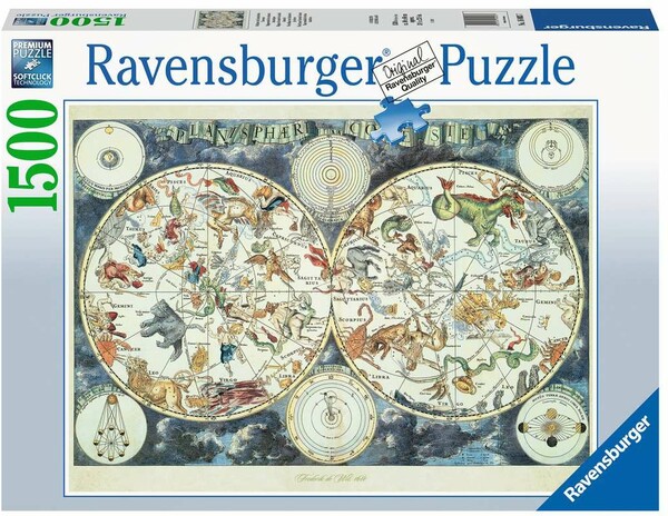 Ravensburger Casse-tête 1500 Mappemonde animaux fantastiques 4005556160037