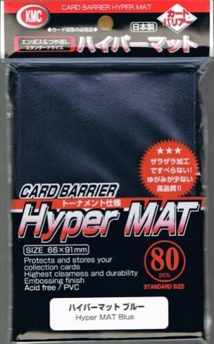 KMC Sleeves Protecteurs de cartes Standard Hyper MAT bleu 66x91mm 80ct 4521086001539