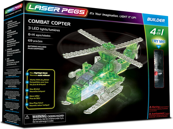 Laser Pegs - briques illuminées Laser Pegs hélicoptère d'attaque 4 en 1 (briques illuminées) 810690020185