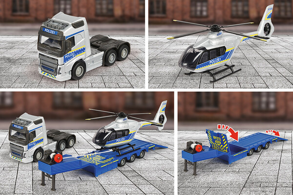 Majorette majorette - camion volvo + hélicoptère de police airbus 3467452079003