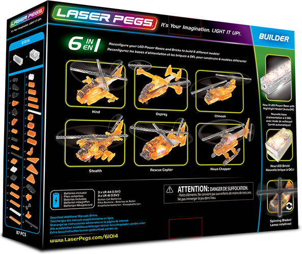 Laser Pegs - briques illuminées Laser Pegs hélicoptère de recherche et de sauvetage 6 en 1 (briques illuminées) 810690020048