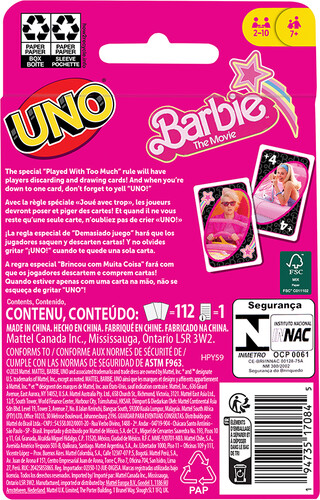 Mattel Jeu Uno Barbie Le film (fr/en) 194735170845