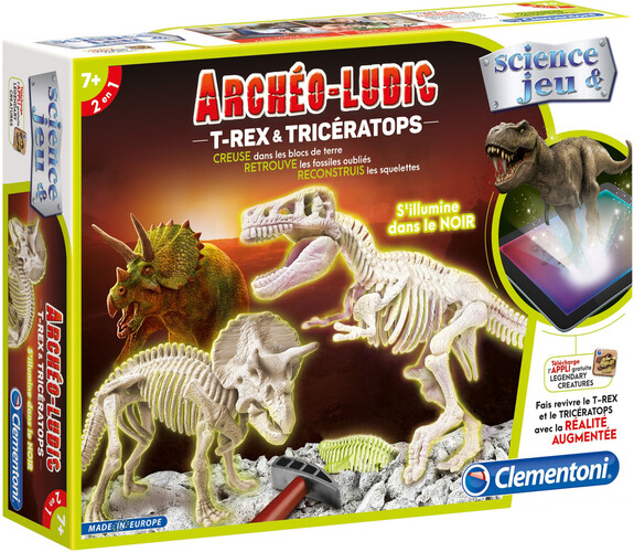 Clementoni S&J Fouille Archéo-ludic t-rex et triceratops (fr) 8005125520725
