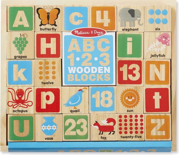 Melissa & Doug Blocs alphabet et chiffres en bois en anglais (cubes lettres) Melissa & Doug 2253 000772022538