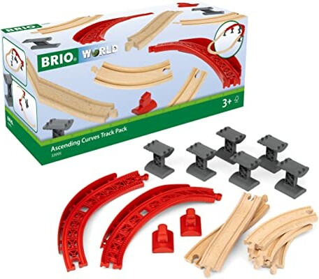 Brio Train Brio Train en bois Lot de rails courbés montants 33995 7312350339956