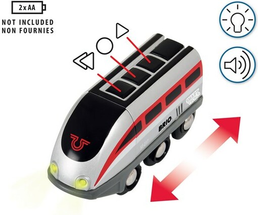 BRIO Train en bois BRIO Smart Tech - Circuit de voyageurs et locomotive intelligente BRIO 33873 7312350338737