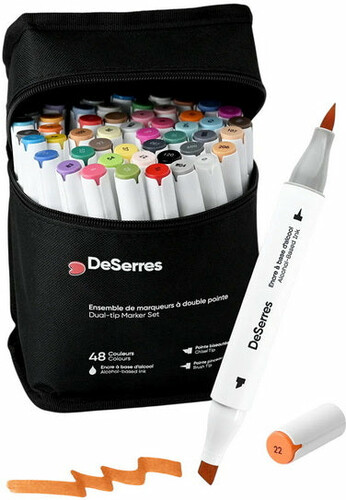deserre Ensemble marqueurs alcool double pointe - 48 pièces 061152201257