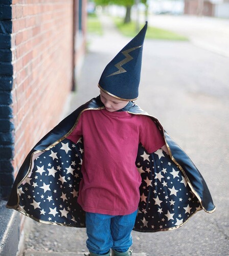 Creative Education Costume cape et chapeau de sorcier réversible noir, moyen 771877611933