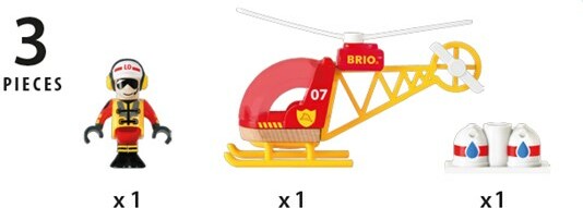 Brio Train Brio Train en bois Hélicoptère des pompiers 33797 7312350337976