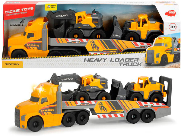 Dickie Toys Mack/Volvo Camion transporteur de machinerie lourde Sons et lumières 70 cm 4006333065941