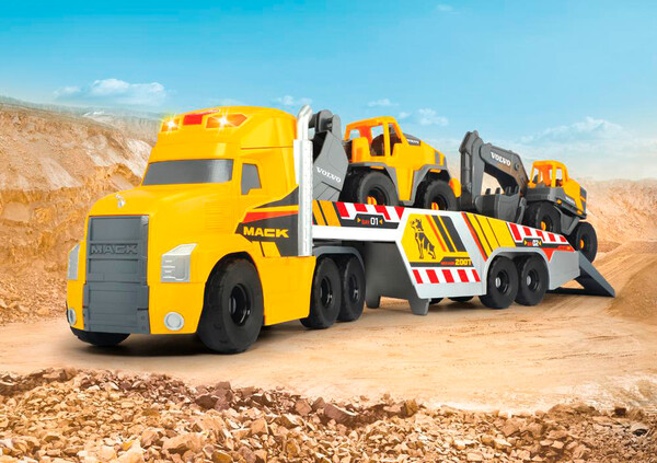 Dickie Toys Mack/Volvo Camion transporteur de machinerie lourde Sons et lumières 70 cm 4006333065941