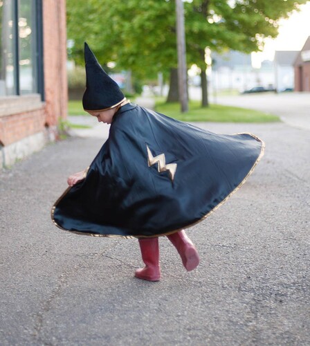 Creative Education Costume cape et chapeau de sorcier réversible noir, moyen 771877611933