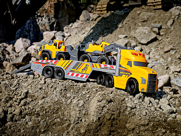 Dickie Toys Mack/Volvo Camion transporteur de machinerie lourde Sons et lumières 70 cm 4006333065941