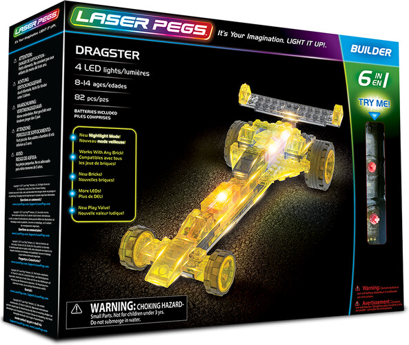 Laser Pegs - briques illuminées Laser Pegs voiture de course dragster 6 en 1 (briques illuminées) 810690020024