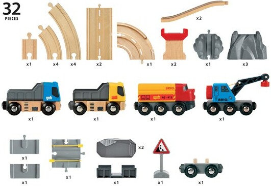 Brio Train Brio Train en bois Ciruit rail route transport de roches 33210 7312350332100